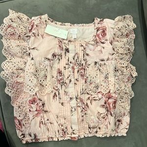 NWT gap love shack fancy pink blouse size xxl 14-16